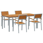 ZNTS 5 Piece Garden Dining Set Solid Wood Acacia and Metal 3284425