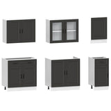 7 Piece Kitchen Cabinet Set Porto Black Engineered Wood 3314752