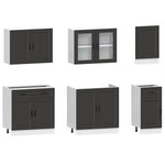 ZNTS 7 Piece Kitchen Cabinet Set Kalmar Black Engineered Wood 3314752