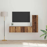 TV Cabinet Set Wall-mounted 3 pcs Old Wood Engineered Wood 3393402