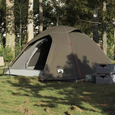 ZNTS Camping Tent Dome 4-Person Brown Waterproof 4009619