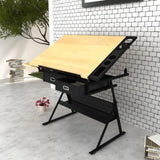 Two Drawers Tiltable Tabletop Drawing Table with Stool 20087