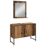 Bathroom Furniture Set with Shelf 4 pcs Brown Engineered wood 3334402