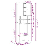 Washing Machine Cabinet Grey Sonoma 64x25.5x190 cm 815958