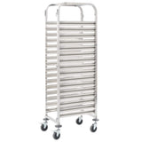 Kitchen Trolley for 16 Trays 38x55x163 cm Stainless Steel 50920