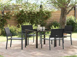 Garden Dining Set 5 pcs Black PE Rattan 3379080