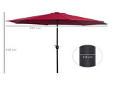 3 Tilting Parasol Garden Umbrellas, Outdoor Sun Shade with 8 Ribs, Tilt and Crank Handle for T3398P318555