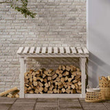 Firewood Rack White 108x64.5x77 cm Solid Wood Pine 822433