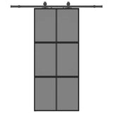 Sliding Door with Hardware Set Black 90x205 cm Tempered Glass 3375827