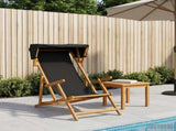 Deck Chair 3 Position Solid Eucalyptus Wood Black 42024887