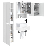 Bathroom Furniture Set 5 pcs White Engineered Wood and Glass 3407271