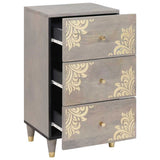 Sideboard Grey and Gold 40 x 33 x 75 cm Solid Mango Wood 4018795