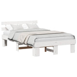 Bed Frame with Headboard White 140 x 190 cm Solid Pine Wood 872447