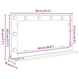 Vanity Mirror Rectangular with Mirror Black Oak 80 x 45 x 18 cm 868318