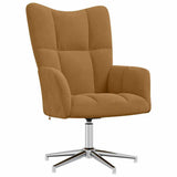 Relaxing Chair with a Stool Brown Velvet 328136
