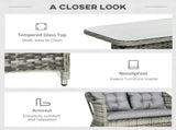 Four-Piece Rattan Set, with Glass-Top Table - Grey T3398P325108