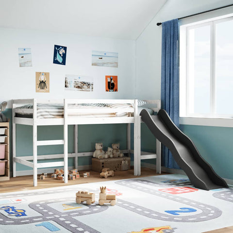 ZNTS Kids' Loft Bed without Mattress White 90x200 cm Solid Wood Pine 853432