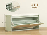 Boho Shoe Bench with Padded Seat and Flip-Drawer - Light Green T3398P377992