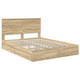 Storage Bed with Drawer Sonoma Oak 150 x 200 cm Engineered Wood 3411196