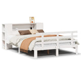 Bookcase Bed without Mattress White 150x200 cm King Size Solid Wood Pine 3322713