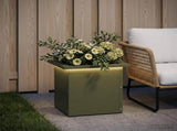 Garden Planter with LED Olive Green 30 x 30 x 30 cm Steel 8008062