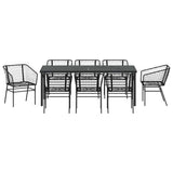 Garden Dining Set 9 pcs Black Poly Rattan 3380896