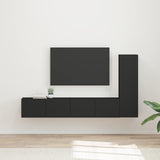 TV Cabinet Set Wall-mounted 3 pcs Black Engineered Wood 3408989