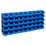 48 Piece Storage Bin Kit with Wall Panels Blue and Black 150805