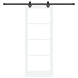 Sliding Door White 83 x 211 cm Solid Pine Wood and Glass 3332308