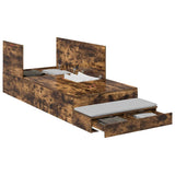 Storage Bed Frame with Drawer Smoked Oak 90 cm Engineered Wood 3335673