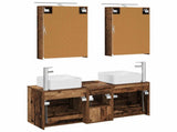 Bathroom Furniture Set 5 pcs Old Wood Engineered Wood and Glass 3406757