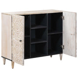 Sideboard with Shelf White 90 x 33.5 x 75 cm Solid Mango Wood 4018396
