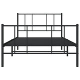 Metal Bed Frame without Mattress with Footboard Black 90x200cm 352491