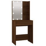 LED Dressing Table with Cabinets Brown Oak Engineered Wood 3120190