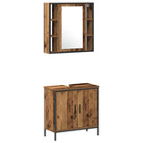 Bathroom Vanity Units with Shelf 3 pcs Brown Engineered wood 3332554
