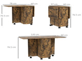 Multi-Storage Six-Person Drop Leaf Dining Table - Rustic Brown T3398P343307