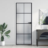 Interior Door Slim Black 76x201.5 cm Tempered Glass&Aluminium 155125