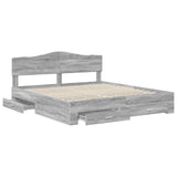 Bed Frame with Drawer Grey Sonoma 200 x 200 cm Engineered Wood 3413157