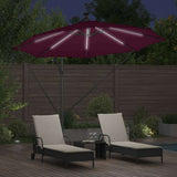 Umbrella with LED Strip Lights Bordeaux Red 294 x 294 x 248 cm 42003389