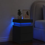 ZNTS Bedside Cabinet with LED Lights Black 35x39x55 cm 836751