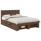 Bed Frame with Headboard Brown Oak 140 x 200 cm Engineered Wood 3408759