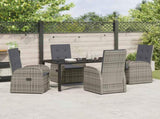 Garden Dining Set with Cushion 5 pcs Grey Poly Rattan 3379495