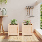 ZNTS Garden Planters 2 pcs Solid Wood Pine 837395