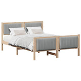 Bed frame Brown and light grey 135 x 190 cm Solid pine wood 878479