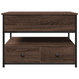 ZNTS Coffee Table Brown Oak 70x50x50 cm Engineered Wood and Metal 845385