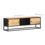 TV Cabinet with Carved Door 130x30x40 cm Rough Mango Wood 320943
