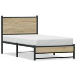 Metal Bed Frame without Mattress Sonoma Oak 75x190 cm Small Single 4007876