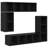 TV Cabinet Set Wall-mounted 4 pcs Black Oak Engineered Wood 3393223
