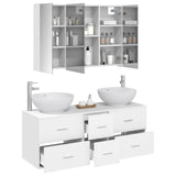 Bathroom Furniture Set 4 pcs White Engineered Wood and Glass 3406983