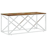 Coffee Table Stainless Steel and Solid Wood Reclaimed 349968